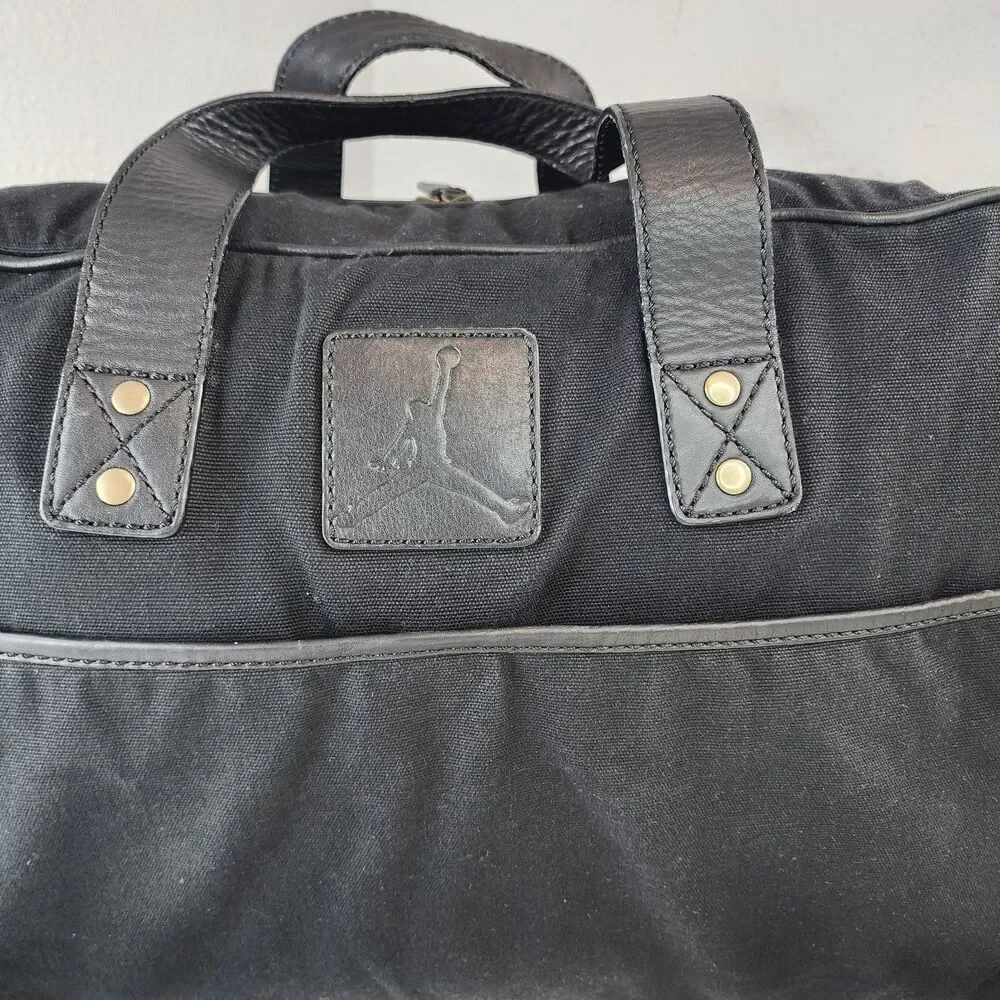 RARE Jordan Brand x Cole Haan Black Leather Canvas Collab Weekender Duffle Bag
